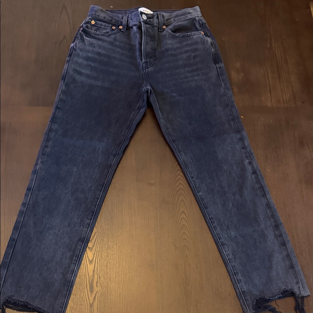 Pistola Charlie High Waist Button Fly Ankle Straight Leg Jeans Salem Black 26